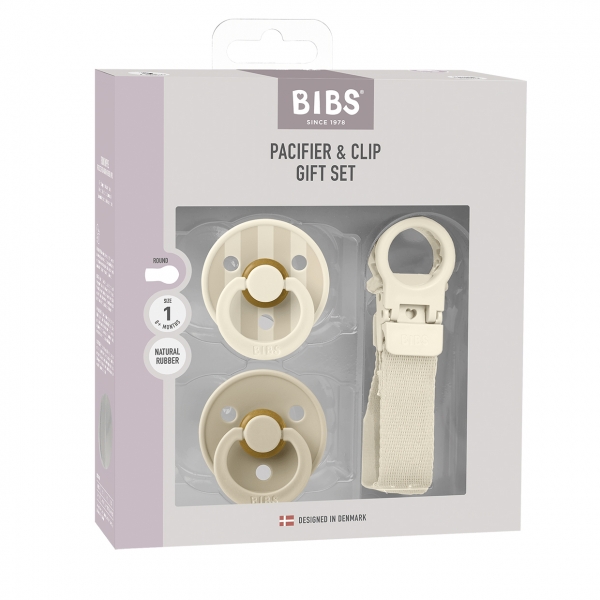 Подарунковий набір пустушок і тримача BIBS Ivory
