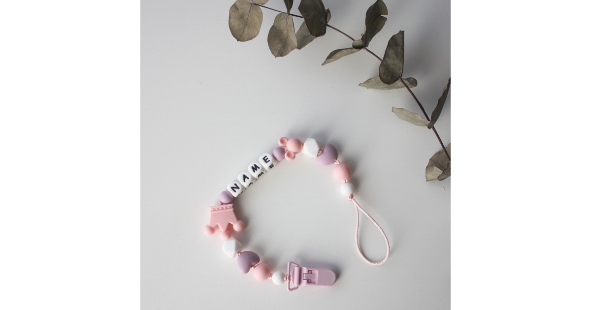 Іменний тримач для соски Баловень Crown Pink